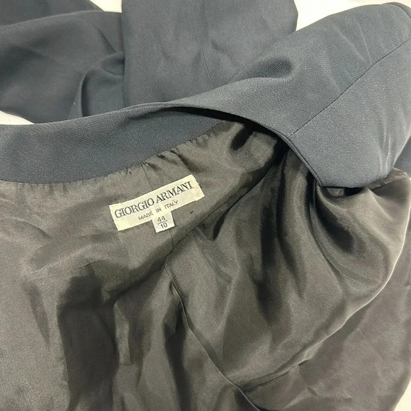 Giorgio Armani Blazer Jacket Coat Cropped Faux Wrap Buttons Black Size 44 US 10 - Picture 9 of 12